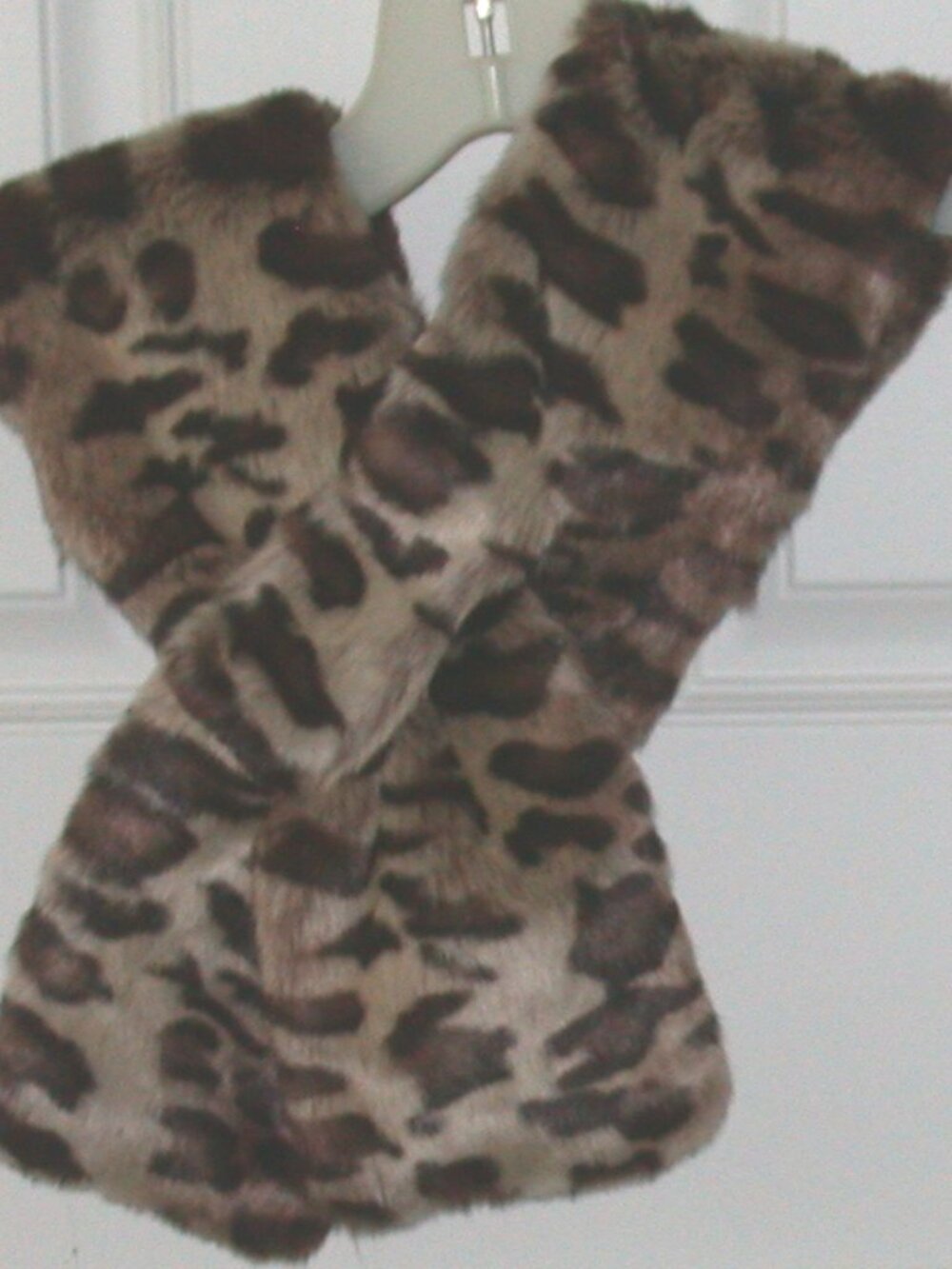 Cedrics Leopard Print Faux Rabbit Fur Wrap Scarf NWT